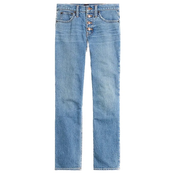 J. CREW Flare Crop Jeans Stretch Denim Button Fly Ankle Medium Wash 5 Pocket NWT - Picture 2 of 7
